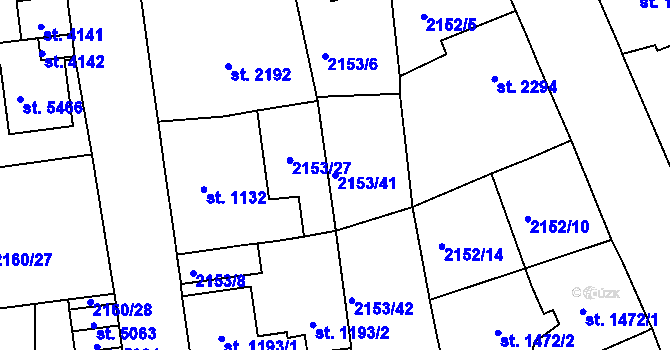 Parcela st. 2153/41 v KÚ Jablonec nad Nisou, Katastrální mapa