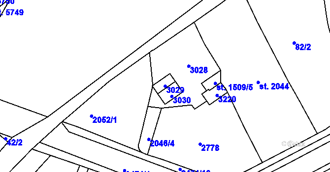 Parcela st. 3029 v KÚ Jablonec nad Nisou, Katastrální mapa