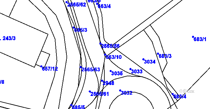 Parcela st. 663/10 v KÚ Jablonec nad Nisou, Katastrální mapa