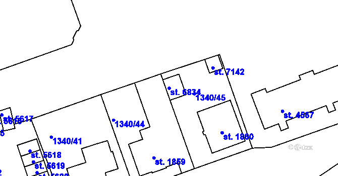 Parcela st. 6834 v KÚ Jablonec nad Nisou, Katastrální mapa