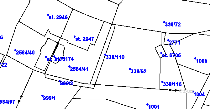 Parcela st. 338/110 v KÚ Jablonec nad Nisou, Katastrální mapa