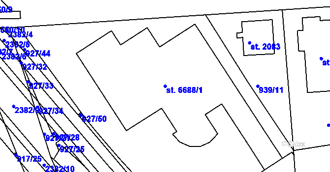 Parcela st. 6688/1 v KÚ Jablonec nad Nisou, Katastrální mapa