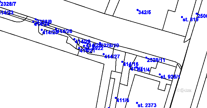 Parcela st. 414/27 v KÚ Jablonec nad Nisou, Katastrální mapa
