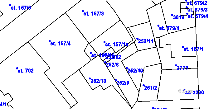 Parcela st. 252/12 v KÚ Jablonec nad Nisou, Katastrální mapa