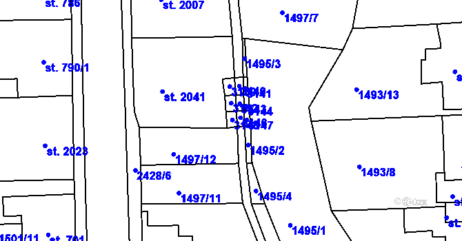 Parcela st. 4140/1 v KÚ Jablonec nad Nisou, Katastrální mapa