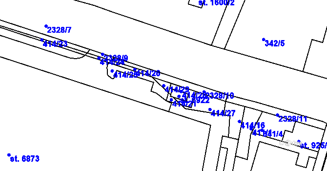 Parcela st. 414/29 v KÚ Jablonec nad Nisou, Katastrální mapa