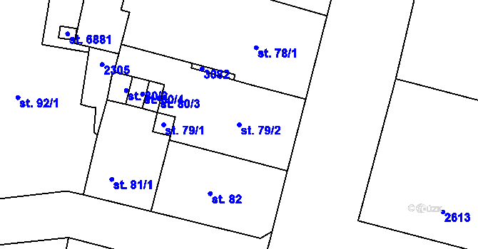 Parcela st. 79/2 v KÚ Jablonec nad Nisou, Katastrální mapa