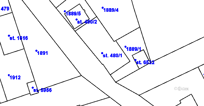 Parcela st. 480/1 v KÚ Jablonec nad Nisou, Katastrální mapa
