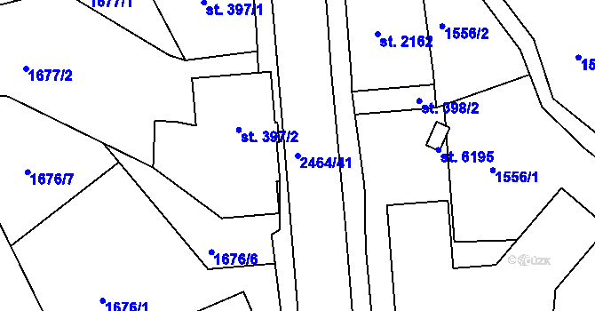 Parcela st. 2464/41 v KÚ Jablonec nad Nisou, Katastrální mapa