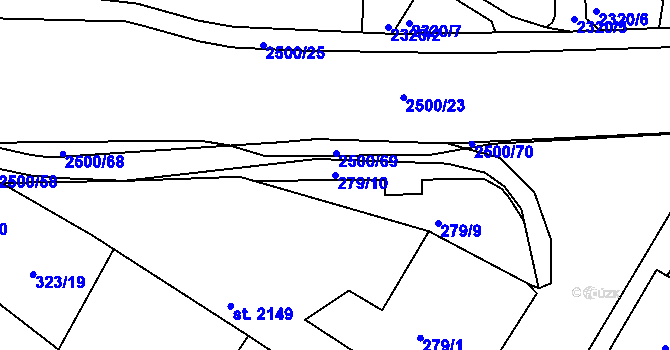 Parcela st. 279/10 v KÚ Jablonec nad Nisou, Katastrální mapa