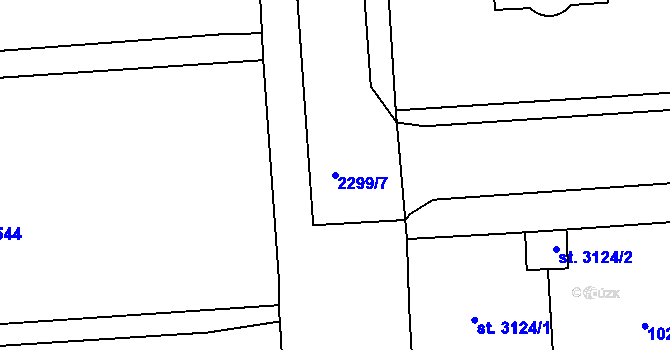 Parcela st. 2299/7 v KÚ Jablonec nad Nisou, Katastrální mapa