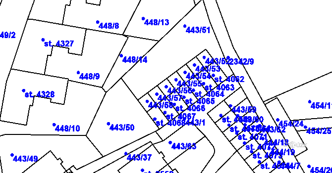 Parcela st. 443/56 v KÚ Jablonec nad Nisou, Katastrální mapa