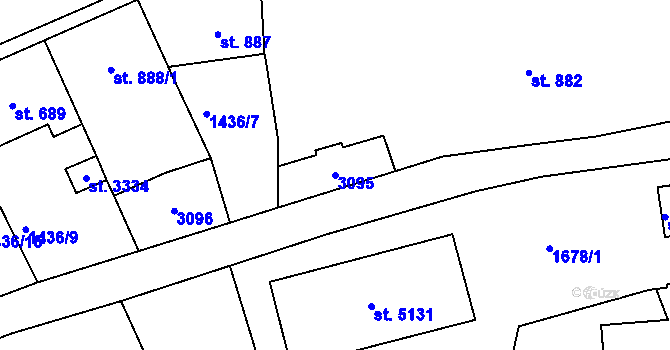 Parcela st. 3095 v KÚ Jablonec nad Nisou, Katastrální mapa