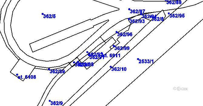 Parcela st. 6911 v KÚ Jablonec nad Nisou, Katastrální mapa