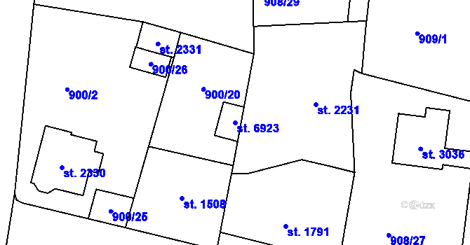 Parcela st. 6923 v KÚ Jablonec nad Nisou, Katastrální mapa
