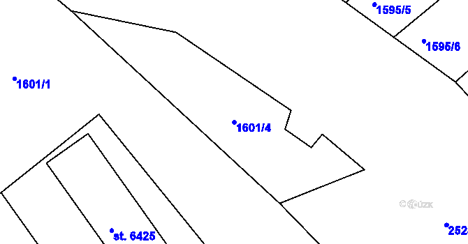 Parcela st. 1601/4 v KÚ Jablonec nad Nisou, Katastrální mapa