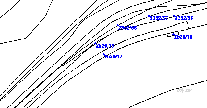 Parcela st. 2526/17 v KÚ Jablonec nad Nisou, Katastrální mapa