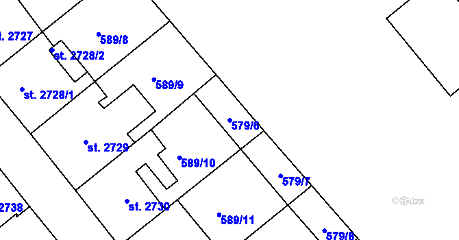 Parcela st. 579/6 v KÚ Jablonec nad Nisou, Katastrální mapa