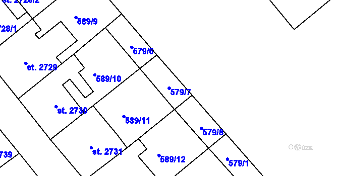 Parcela st. 579/7 v KÚ Jablonec nad Nisou, Katastrální mapa