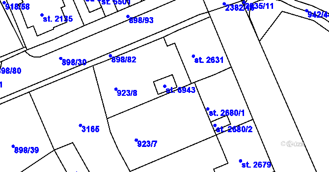 Parcela st. 6943 v KÚ Jablonec nad Nisou, Katastrální mapa