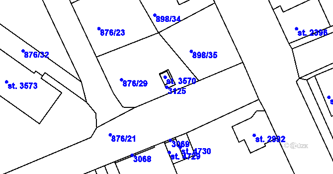 Parcela st. 3125 v KÚ Jablonec nad Nisou, Katastrální mapa