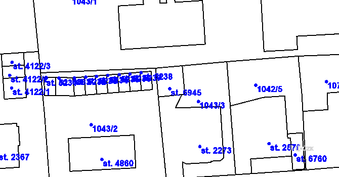 Parcela st. 6945 v KÚ Jablonec nad Nisou, Katastrální mapa