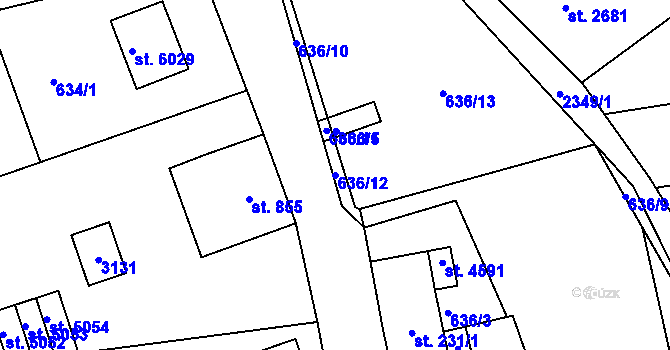 Parcela st. 636/12 v KÚ Jablonec nad Nisou, Katastrální mapa