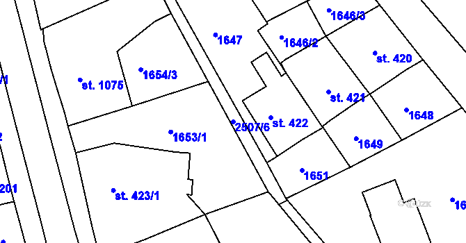 Parcela st. 2507/6 v KÚ Jablonec nad Nisou, Katastrální mapa