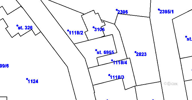 Parcela st. 6955 v KÚ Jablonec nad Nisou, Katastrální mapa