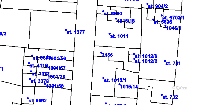 Parcela st. 3136 v KÚ Jablonec nad Nisou, Katastrální mapa