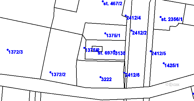 Parcela st. 6970 v KÚ Jablonec nad Nisou, Katastrální mapa