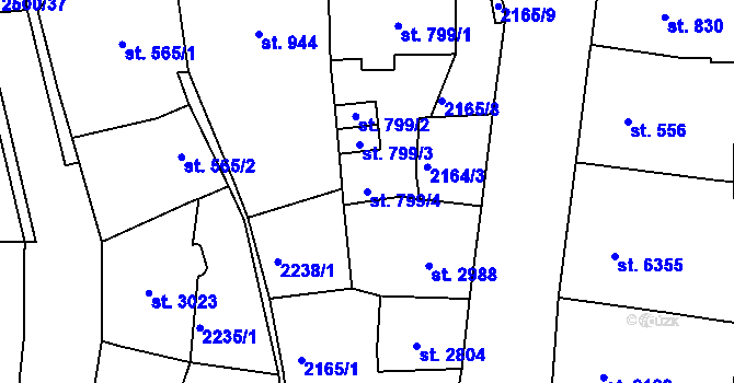 Parcela st. 799/4 v KÚ Jablonec nad Nisou, Katastrální mapa