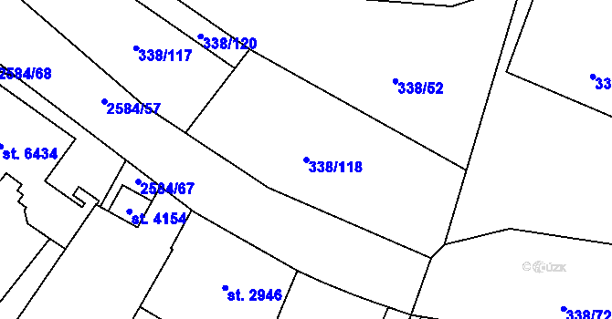 Parcela st. 338/118 v KÚ Jablonec nad Nisou, Katastrální mapa