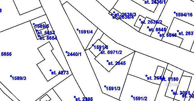 Parcela st. 6971/1 v KÚ Jablonec nad Nisou, Katastrální mapa