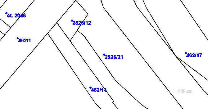 Parcela st. 2526/21 v KÚ Jablonec nad Nisou, Katastrální mapa