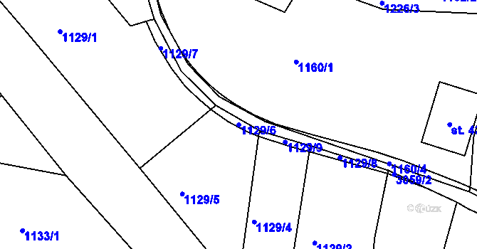 Parcela st. 1129/6 v KÚ Jablonec nad Nisou, Katastrální mapa