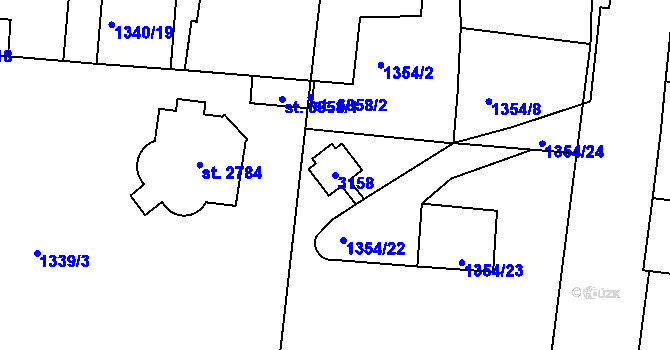 Parcela st. 3158 v KÚ Jablonec nad Nisou, Katastrální mapa