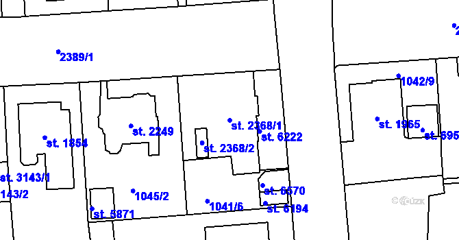 Parcela st. 2368/1 v KÚ Jablonec nad Nisou, Katastrální mapa