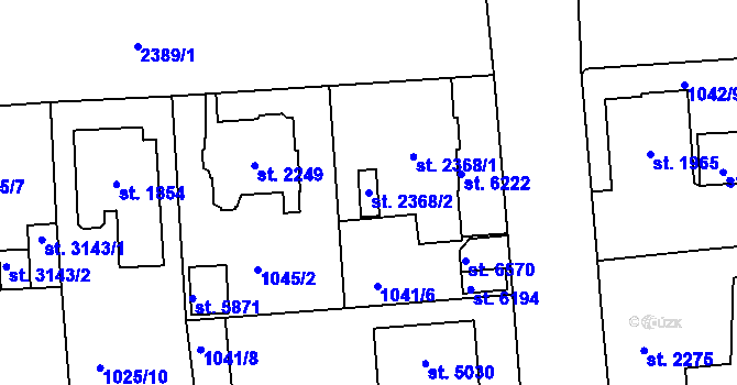 Parcela st. 2368/2 v KÚ Jablonec nad Nisou, Katastrální mapa