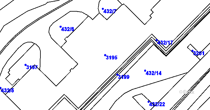 Parcela st. 3195 v KÚ Jablonec nad Nisou, Katastrální mapa