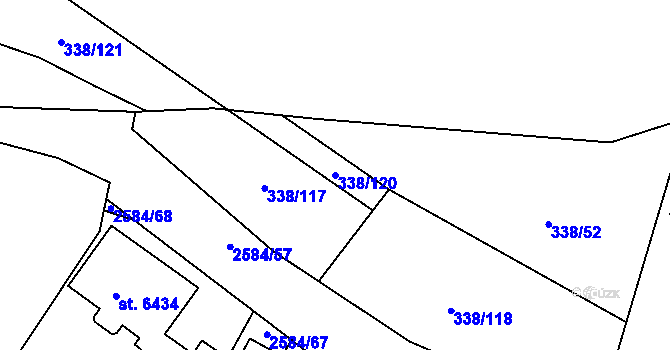 Parcela st. 338/120 v KÚ Jablonec nad Nisou, Katastrální mapa
