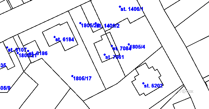 Parcela st. 7061 v KÚ Jablonec nad Nisou, Katastrální mapa