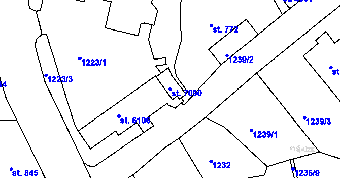 Parcela st. 7090 v KÚ Jablonec nad Nisou, Katastrální mapa