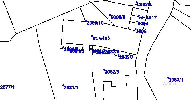 Parcela st. 2082/5 v KÚ Jablonec nad Nisou, Katastrální mapa