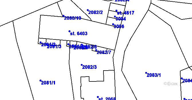 Parcela st. 2082/7 v KÚ Jablonec nad Nisou, Katastrální mapa