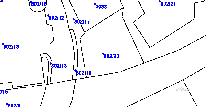 Parcela st. 802/20 v KÚ Jablonec nad Nisou, Katastrální mapa