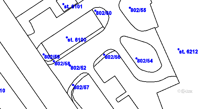 Parcela st. 802/56 v KÚ Jablonec nad Nisou, Katastrální mapa