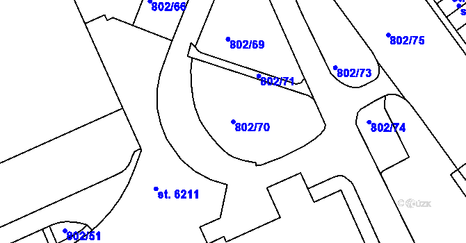 Parcela st. 802/70 v KÚ Jablonec nad Nisou, Katastrální mapa