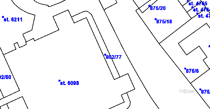 Parcela st. 802/77 v KÚ Jablonec nad Nisou, Katastrální mapa