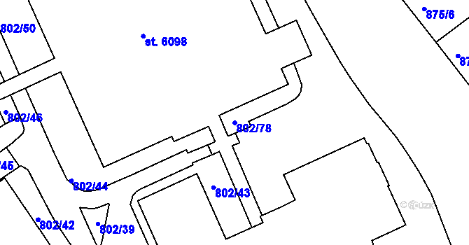 Parcela st. 802/78 v KÚ Jablonec nad Nisou, Katastrální mapa